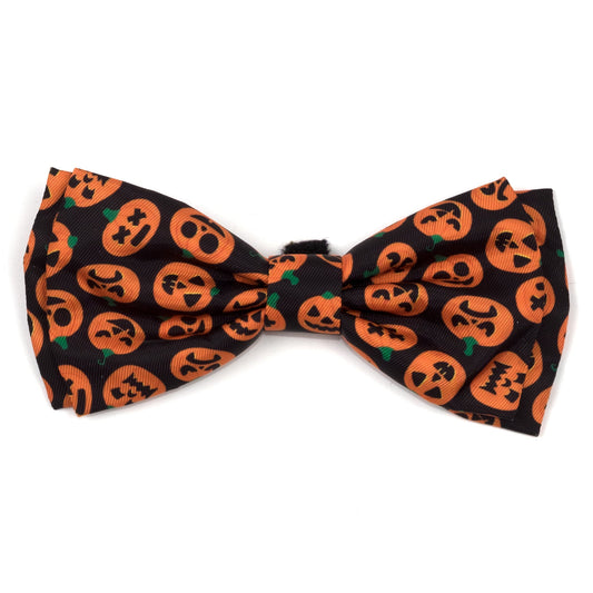 Jack-O-Lantern Dog Bow Tie – Polyester, Black, Sizes S, L