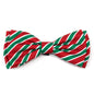 Holiday Stripe Dog Bow Tie – Polyester, Red/Green, Sizes S, L
