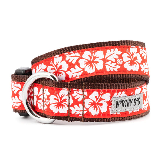 Aloha Dog Collar – Coral, Sizes XS–XL