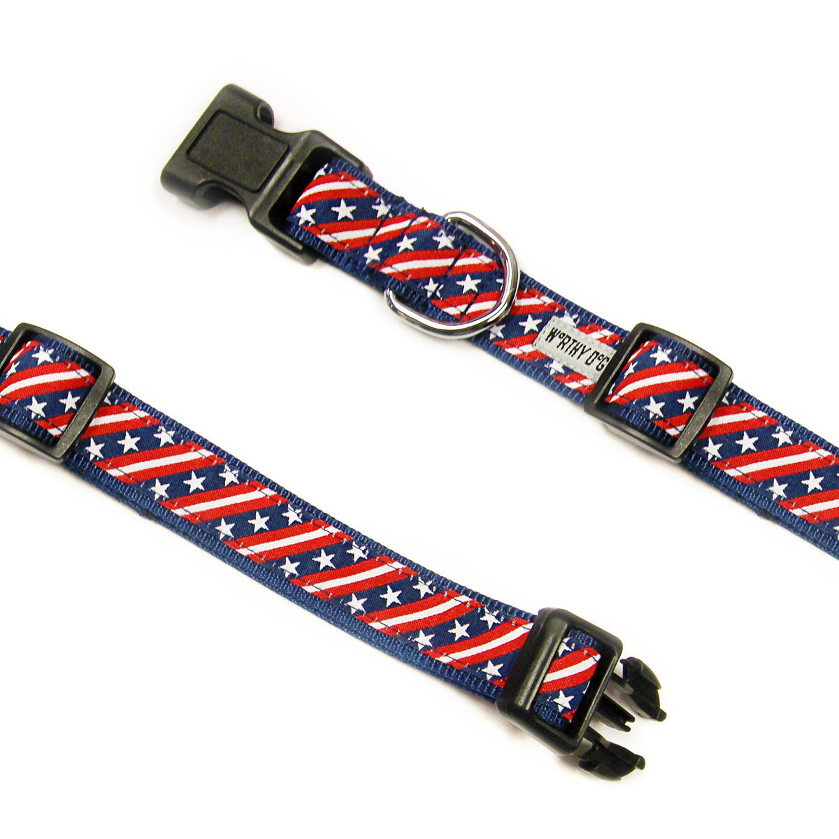 Bias Stars and Stripes Dog Collar – Red/White/Blue, Sizes XS–XL