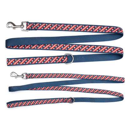 Stars and stripes leash widths shown side by side