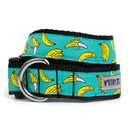 Go Bananas Dog Collar – Teal, Sizes XS–XL