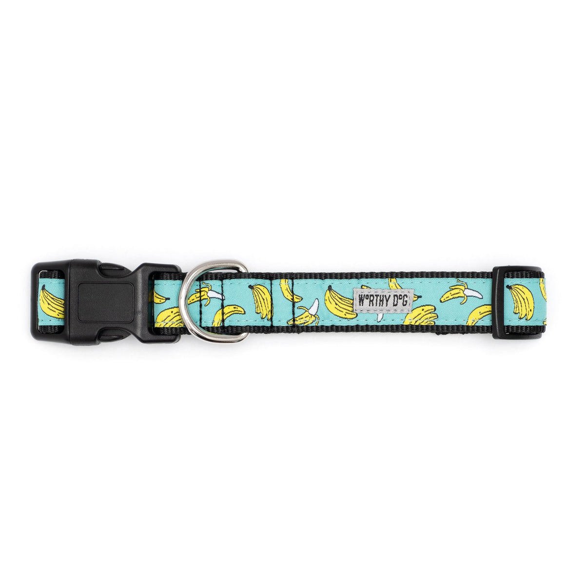 Go Bananas Dog Collar – Teal, Sizes XS–XL