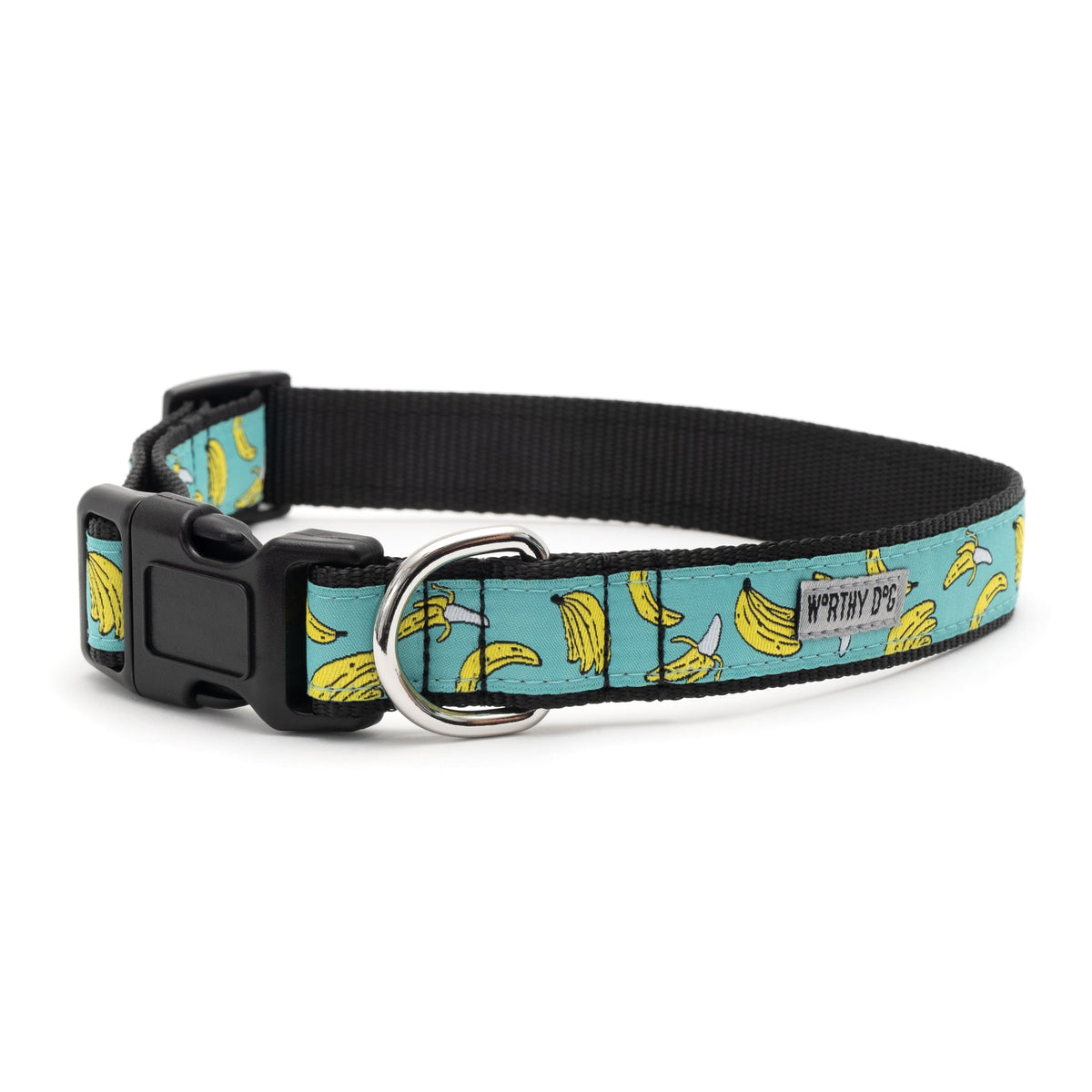 Go Bananas Dog Collar – Teal, Sizes XS–XL