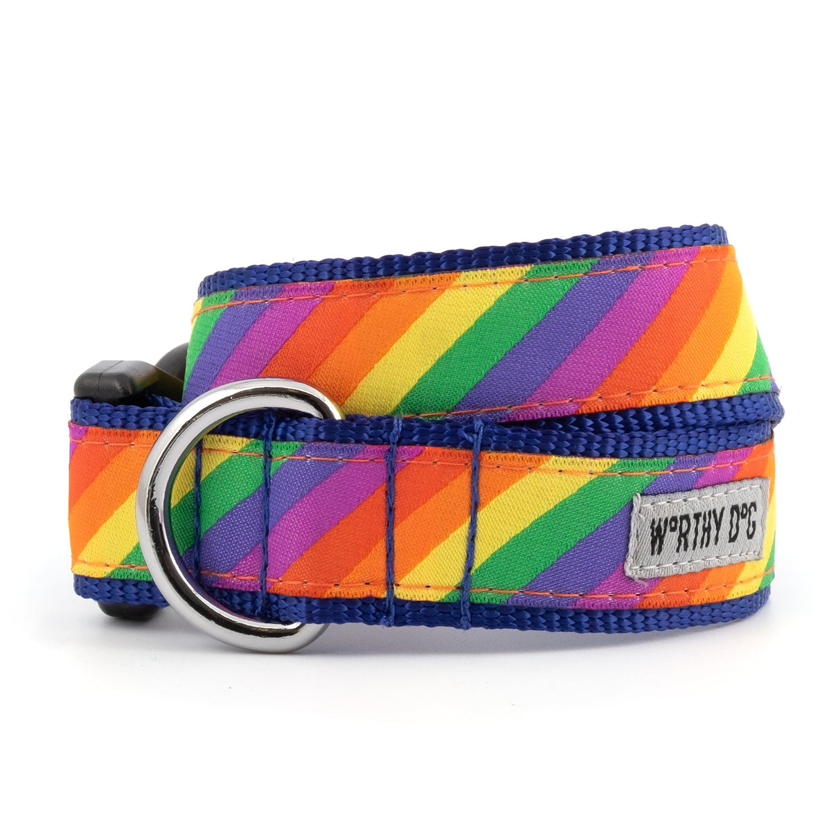 Rainbow Nylon Dog Collar in multicolored, main product view