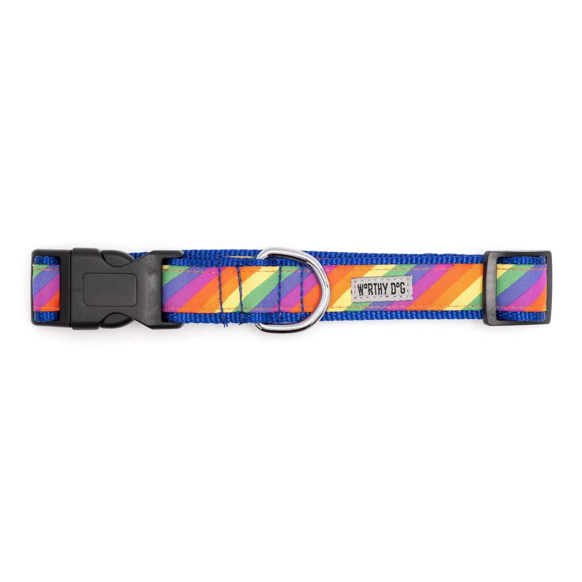 Rainbow Nylon Dog Collar in multicolored, product view 2