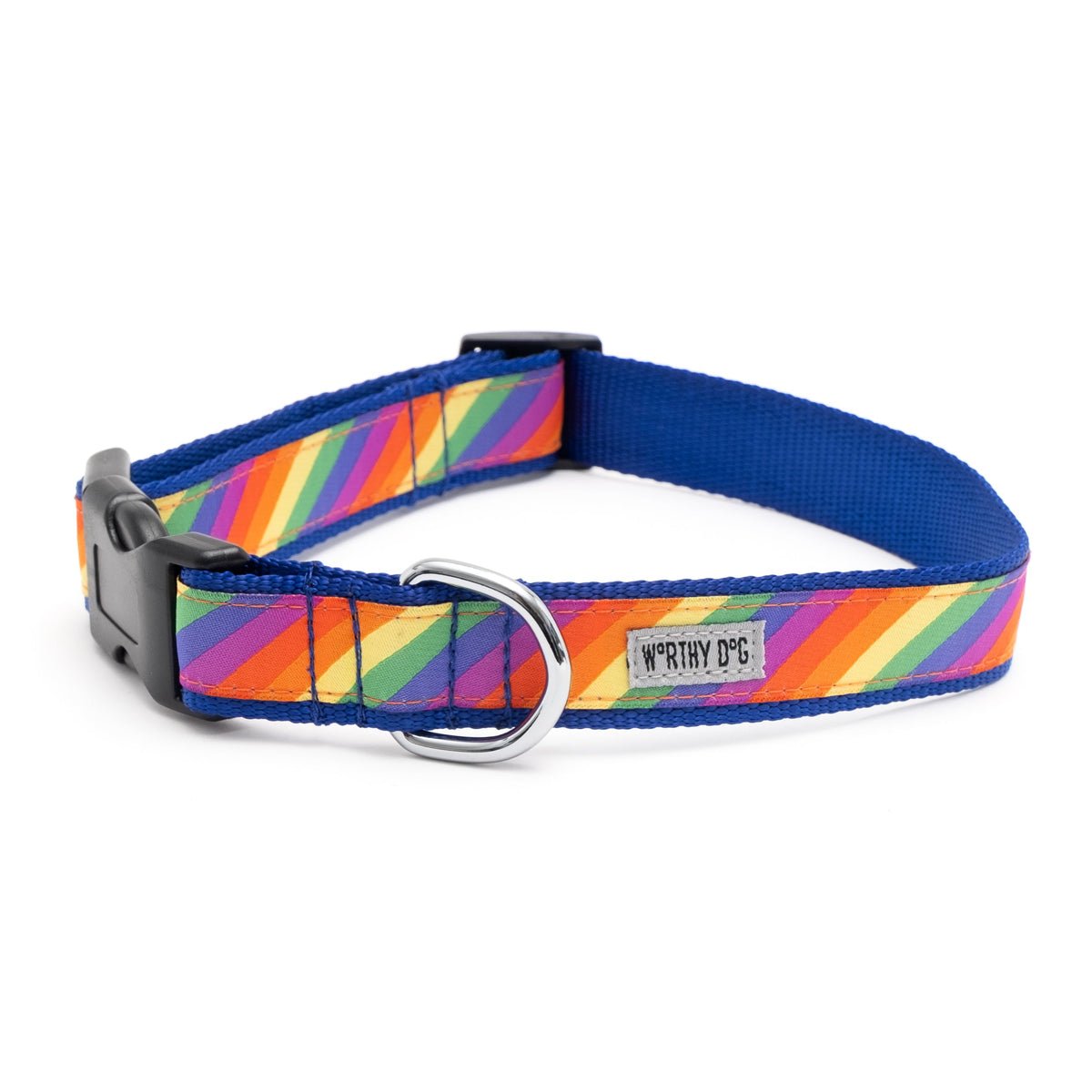 Rainbow Nylon Dog Collar in multicolored, product view 3