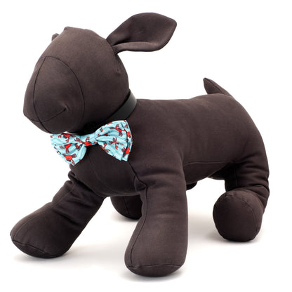 Crabs Dog Bow Tie – Polyester, Teal, Sizes S, L