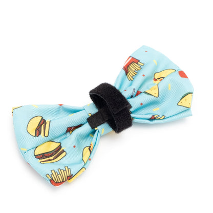 Food Fest Dog Bow Tie – Polyester, Turquoise, Sizes S, L