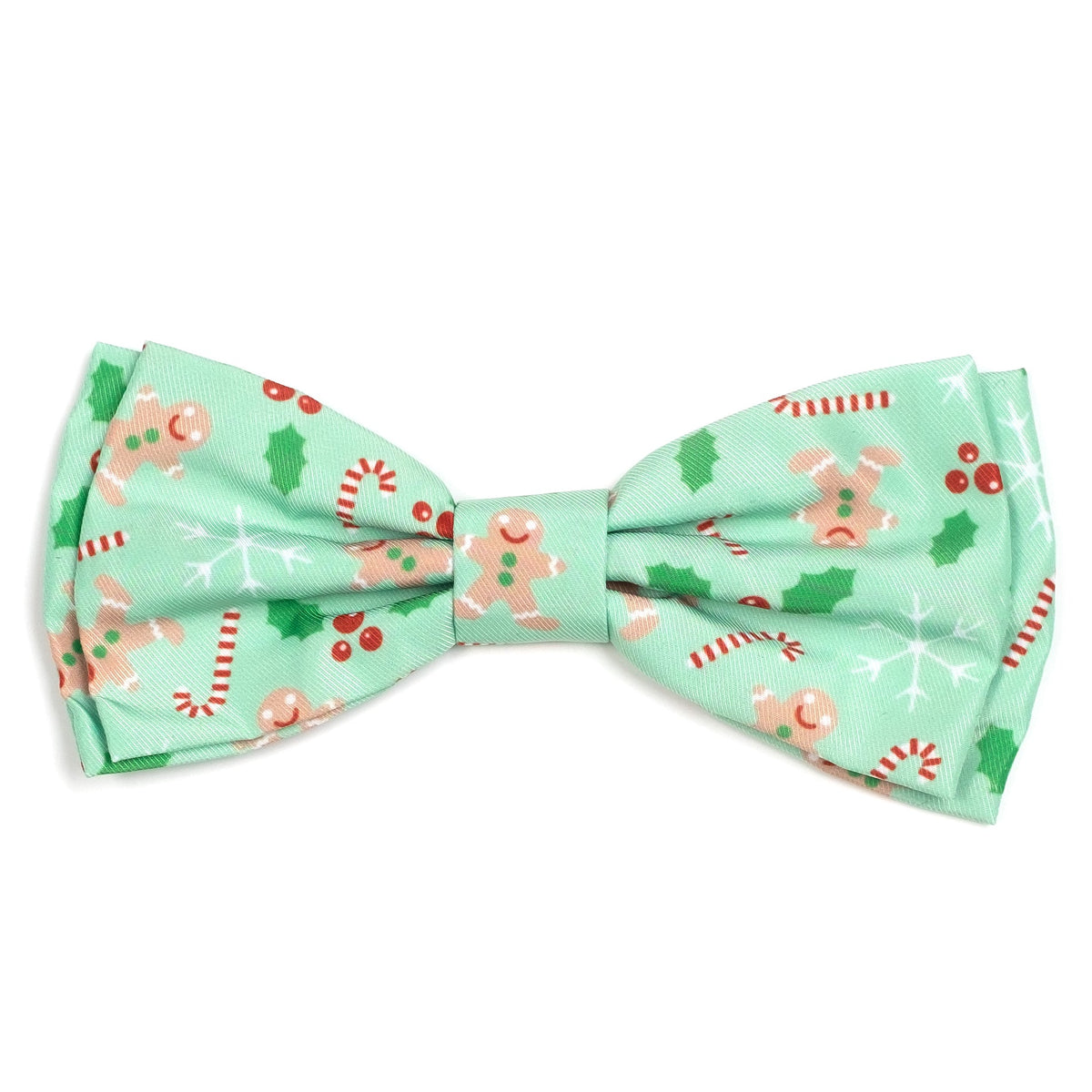 Gingerbread Dog Bow Tie – Polyester, Green, Sizes S, L