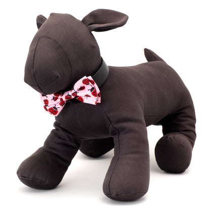 Ladybugs Dog Bow Tie – Polyester, Pink, Sizes S, L