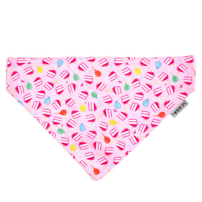 Birthday Girl Dog Slide-On Bandana – Polyester, Pink, Sizes S, L