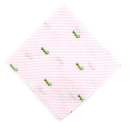 Pink Stripe Alligator Dog Bandana – Cotton, Pink, Sizes S, L