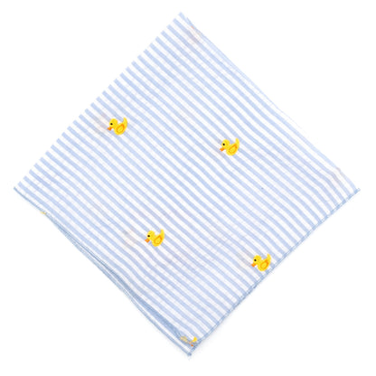 Lt. Blue Stripe Rubber Duck Dog Bandana – Cotton, Light Blue, Sizes S, L