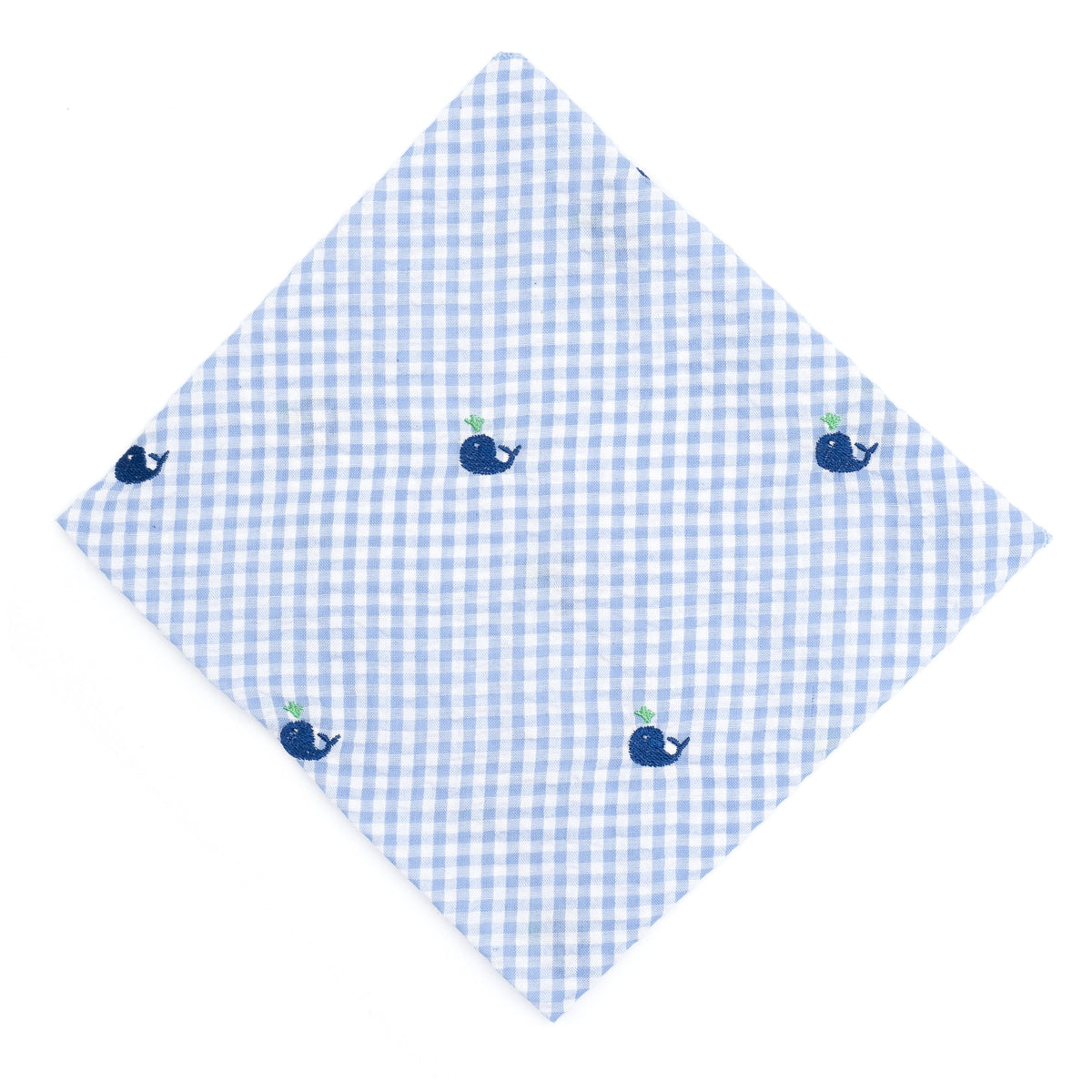 Gingham Whales Dog Bandana – Cotton, Blue, Sizes S, L