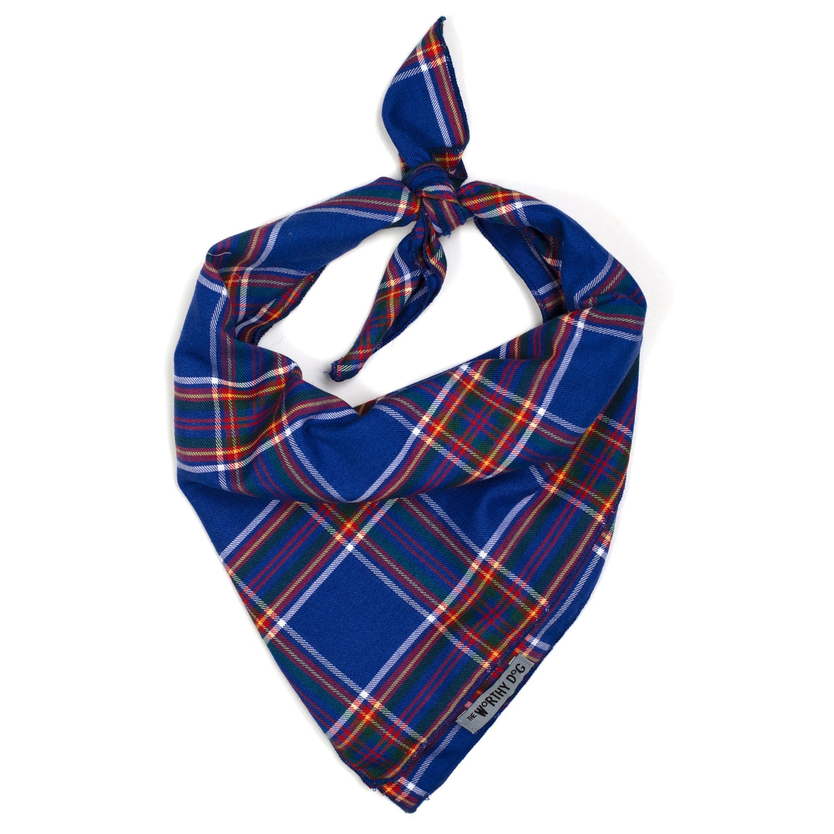Royal Plaid Dog Bandana – Cotton, Royal, Sizes S, L