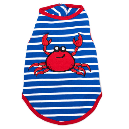 Crab Dog Tank Top – Cotton, Royal Blue/White, Sizes XS–XXL