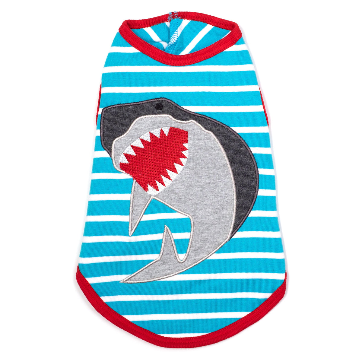 Jaws Dog Tank Top – Cotton, Light Blue/White, Sizes XS–XXL