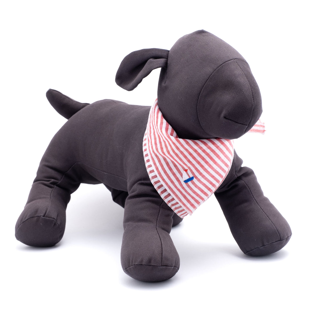 Red Stripe Sailboat Dog Bandana – Cotton, Red/White, Sizes S, L