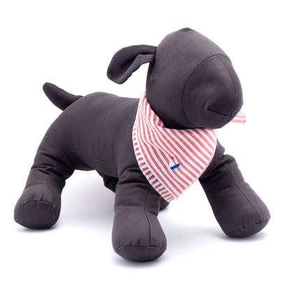 Red Stripe Sailboat Dog Bandana – Cotton, Red/White, Sizes S, L