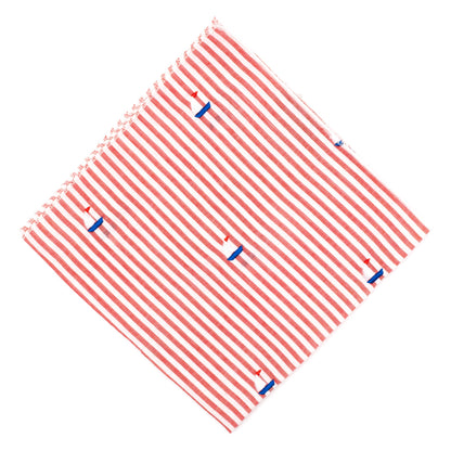 Red Stripe Sailboat Dog Bandana – Cotton, Red/White, Sizes S, L