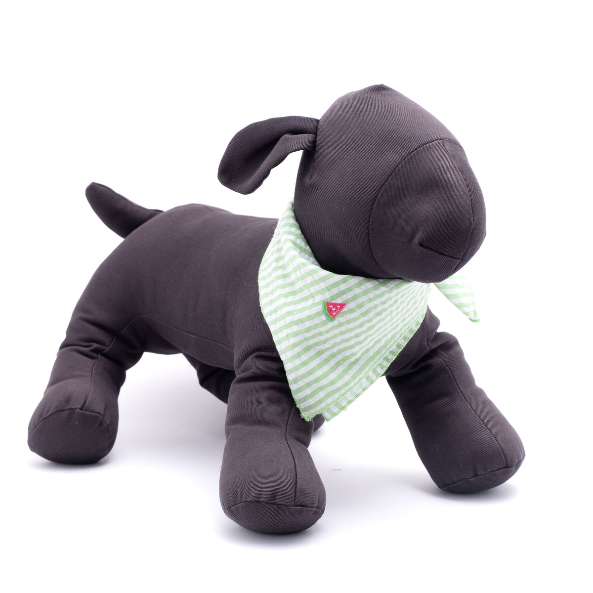Green Stripe Watermelon Dog Bandana – Cotton, Green/White, Sizes S, L