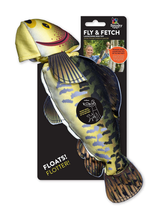 Spunky Pup Fly & Fetch Fish floating launching dog toy