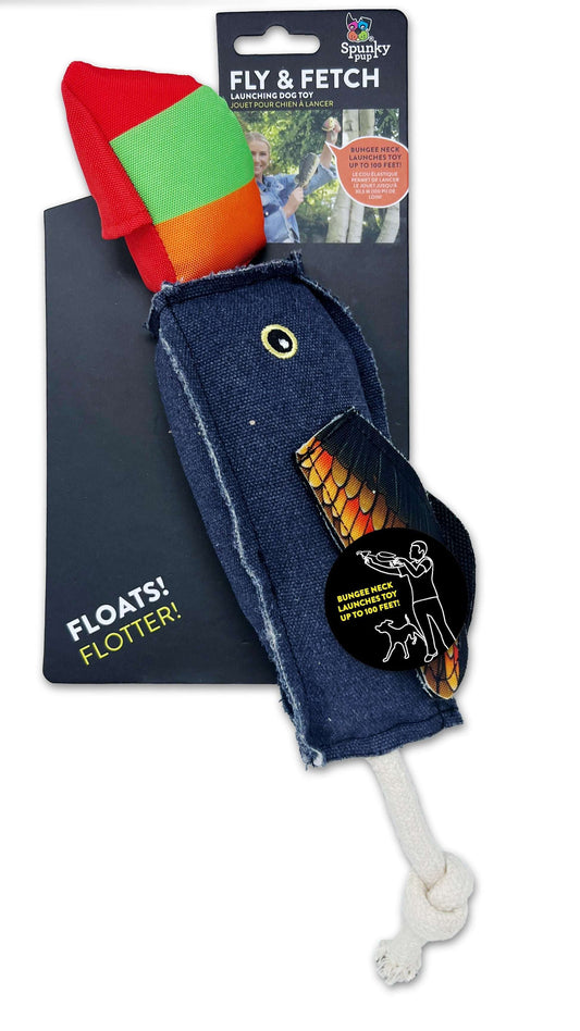 Spunky Pup Fly & Fetch Canvas Toucan launching dog toy