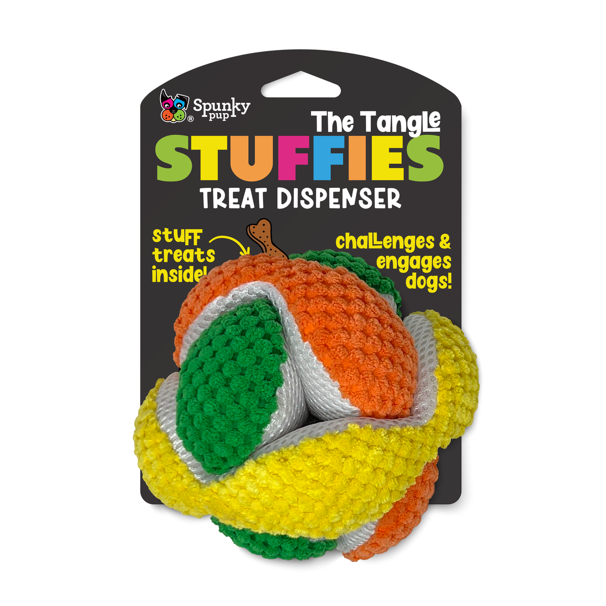 Spunky Pup Stuffies Treat-Dispensing Plush Toy – Tangle / Regular