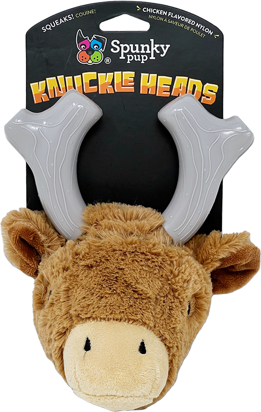 a stuffed animal head with antlers