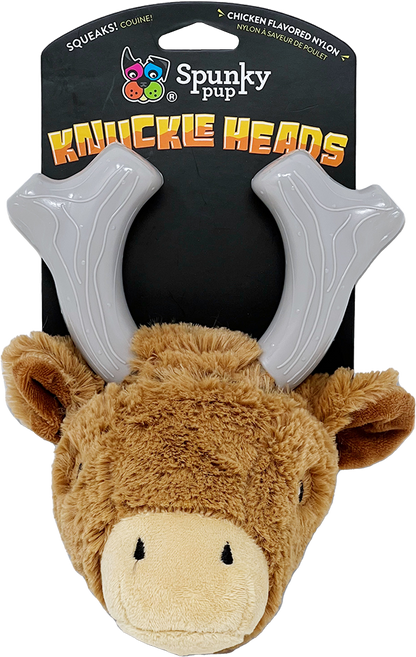a stuffed animal head with antlers