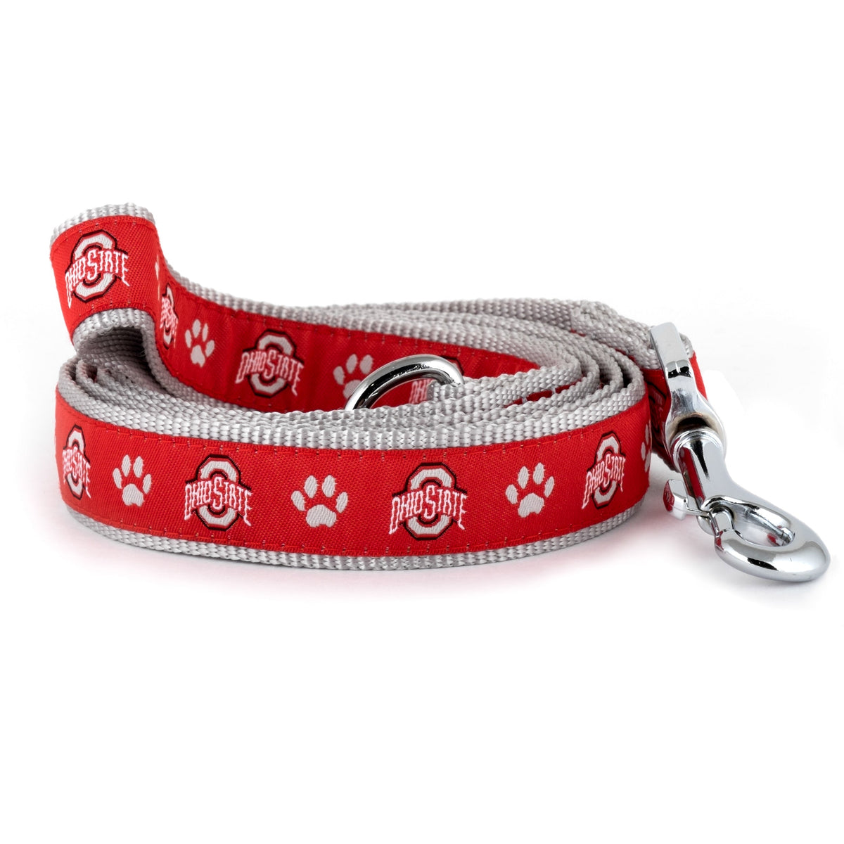 Ohio State Athletic O Paw Print Dog Leash – Scarlet & Gray, Sizes S, L