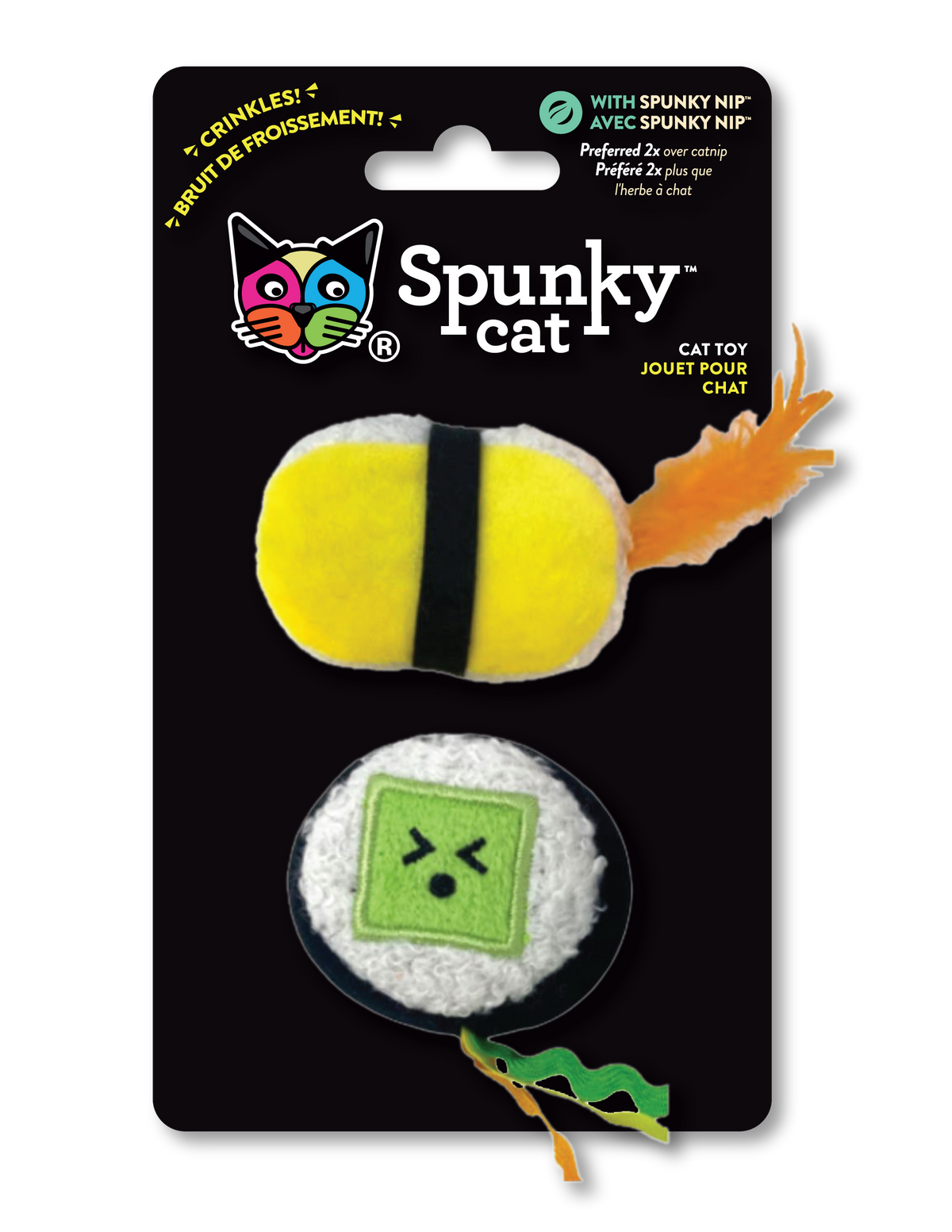 Spunky Pup Cat – Plush Toy, Spunky Sushi 2pk (Egg & Sushi Roll)