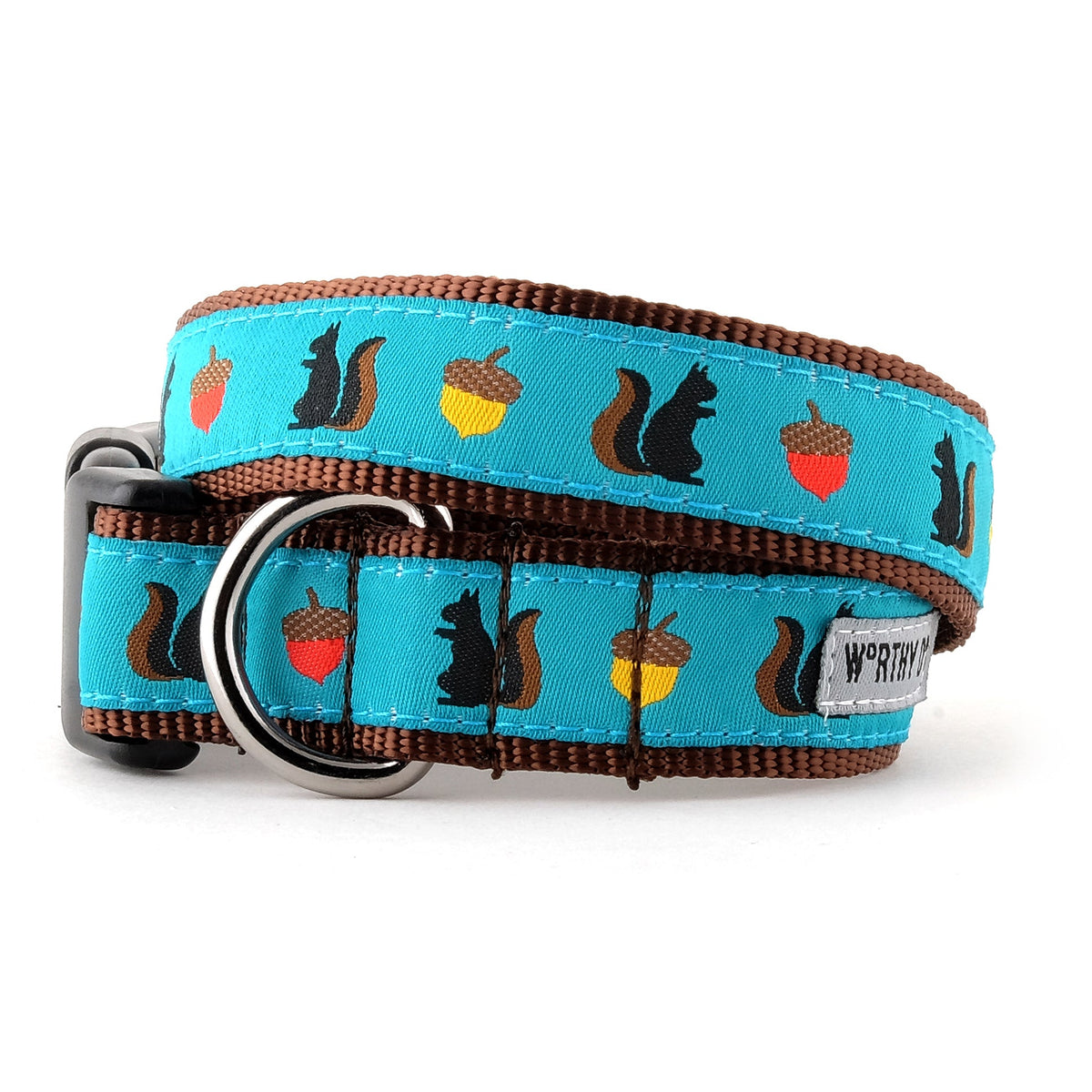 Squirrelly Dog Collar – Teal, Sizes XS–XL
