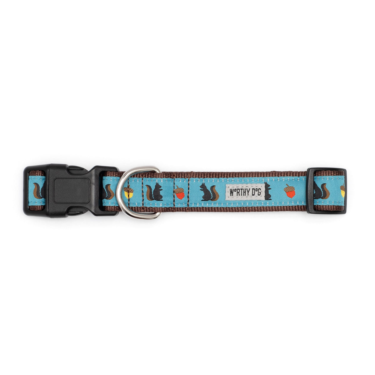 Squirrelly Dog Collar – Teal, Sizes XS–XL