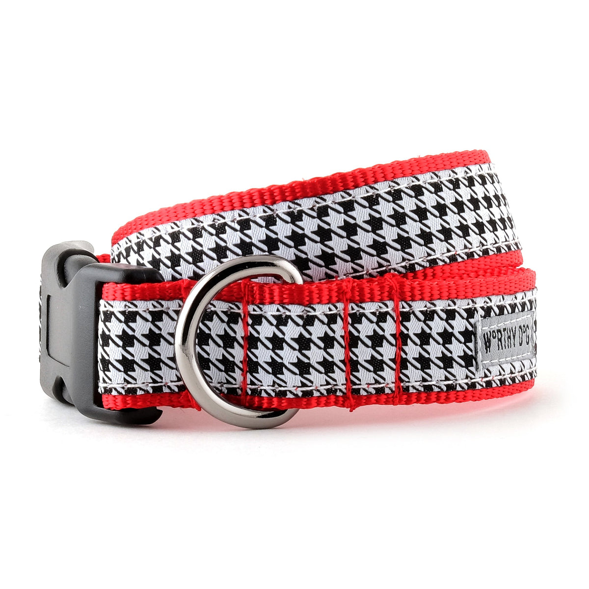 Houndstooth B/W Dog Collar – Black/White, Sizes XS–XL