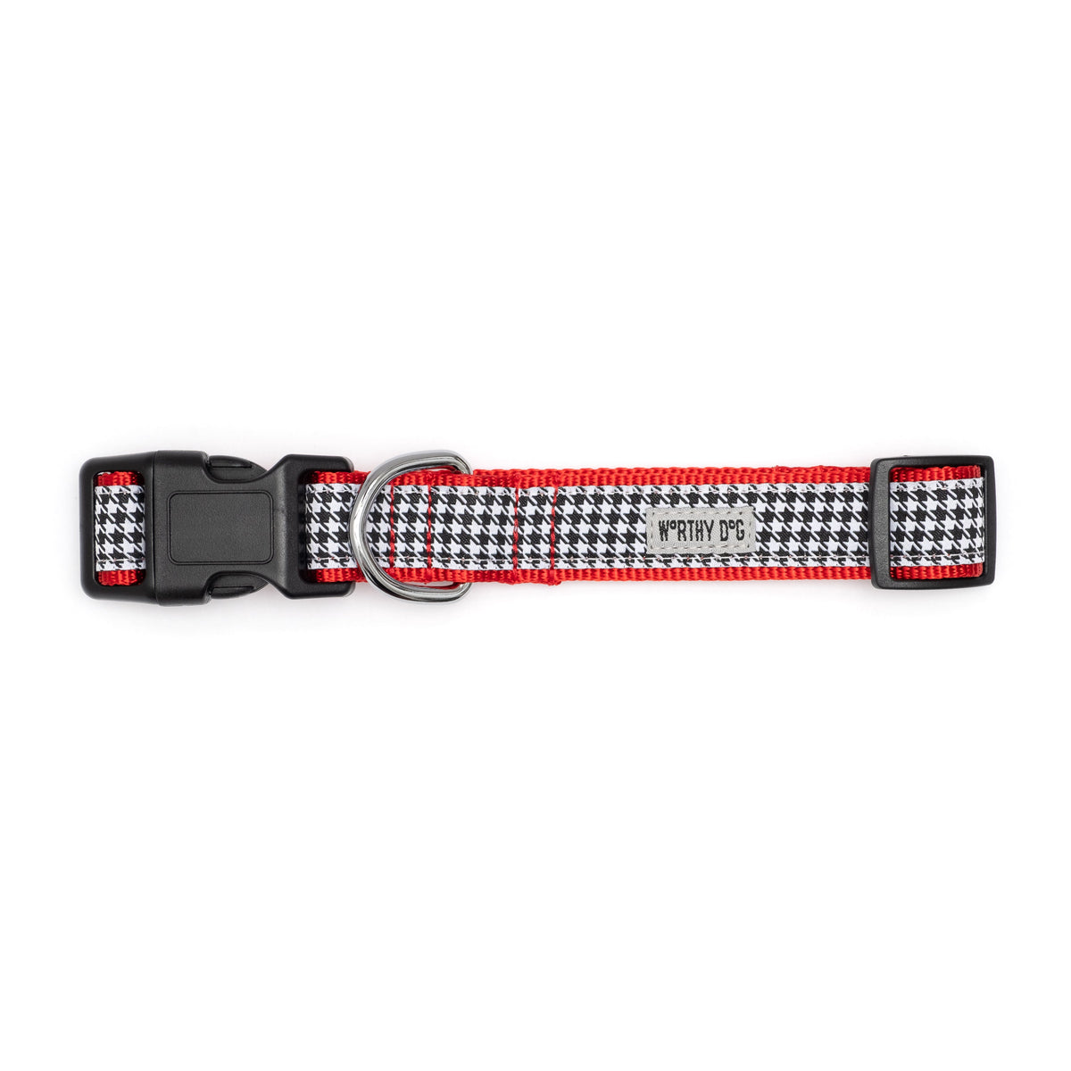 Houndstooth B/W Dog Collar – Black/White, Sizes XS–XL
