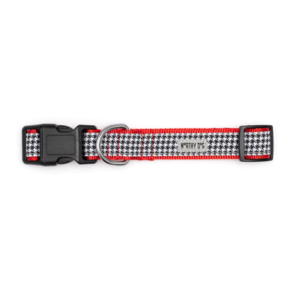 Houndstooth B/W Dog Collar – Black/White, Sizes XS–XL