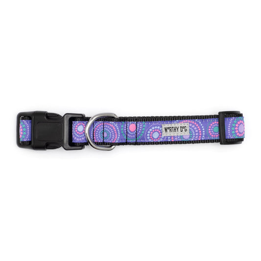 Sunburst Purple Dog Collar – Purple, Sizes XS–XL