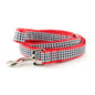 Black and white houndstooth checks nylon dog leash, coiled