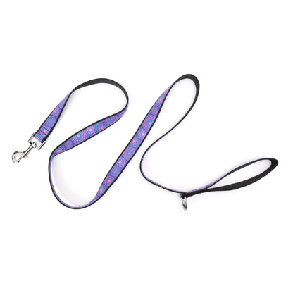 Purple Sunburst Nylon Dog Leash — extended leash and loop handle