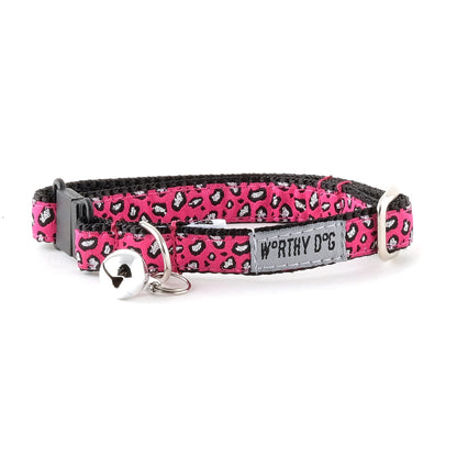 Cheetah Cat Collar – Teal, Tan & Hot Pink, Size One Size