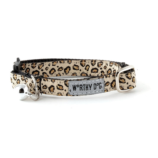 Cheetah Cat Collar – Teal, Tan & Hot Pink, Size One Size