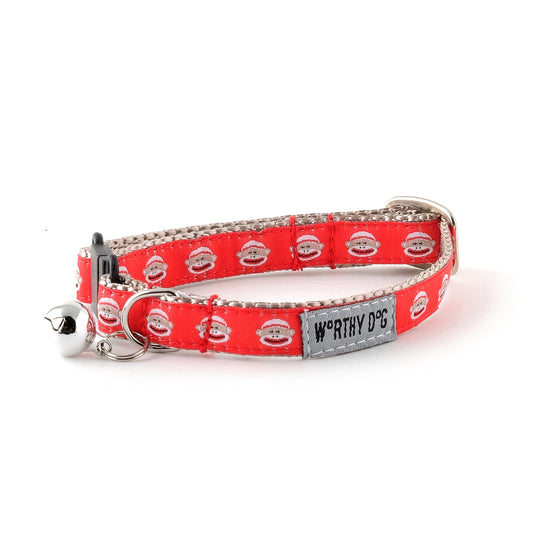 Sock Monkey Cat Collar – Red, Size One Size