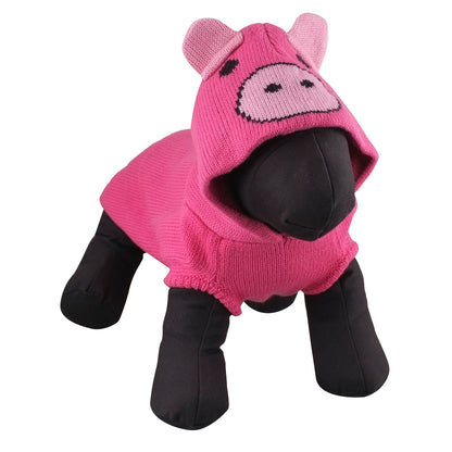 Wilbur Pig Hoodie Dog Sweater – Acrylic, Pink, Sizes XXS–XXL