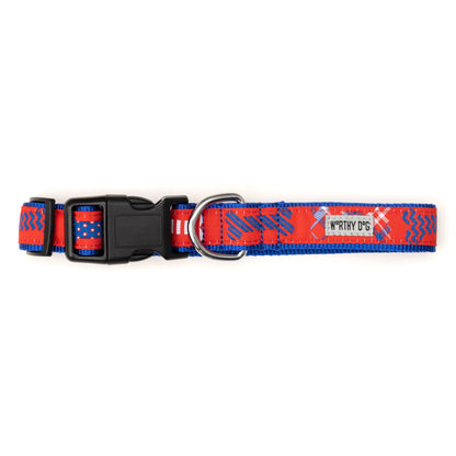 Preppy Bones Dog Collar – Pink, Blue & Red/White/Blue, Sizes XS–XL