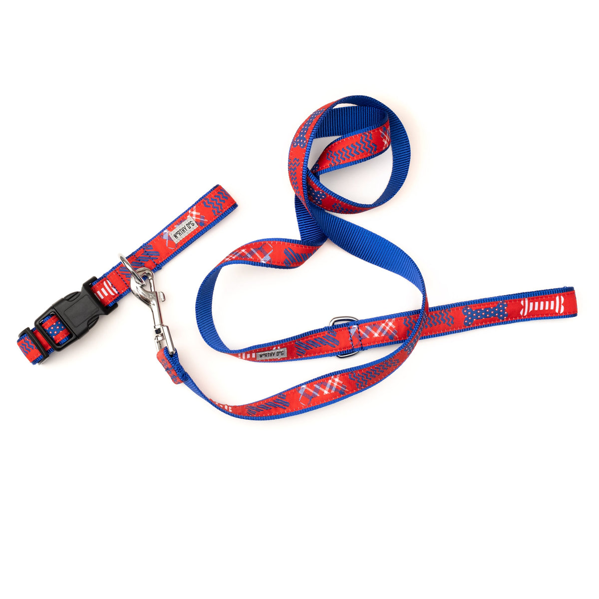 Preppy Bones Dog Collar – Pink, Blue & Red/White/Blue, Sizes XS–XL