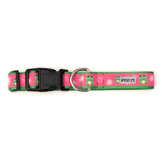 Ribbit Dog Collar – Green, Sizes XS–XL