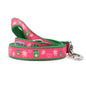 Ribbit green ribbon and nylon dog leash, coiled leash