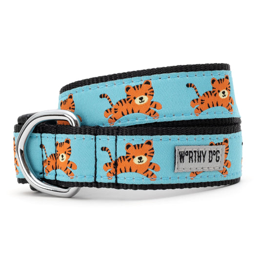 Tigers Dog Collar – Blue, Sizes XS–XL